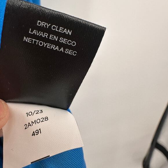 TAHARI ASL Blue Stretch Crepe Side Knot Short Sleeve Knee-Length Dress // 8 - Picture 8 of 12